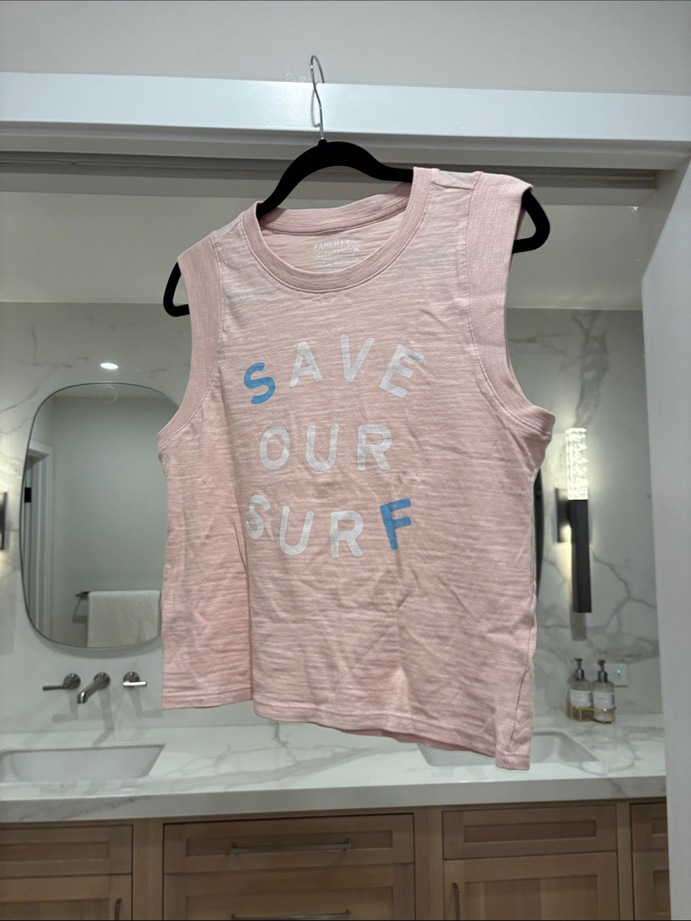 Faherty Light Pink 'Save Our Surf' Graphic Tank